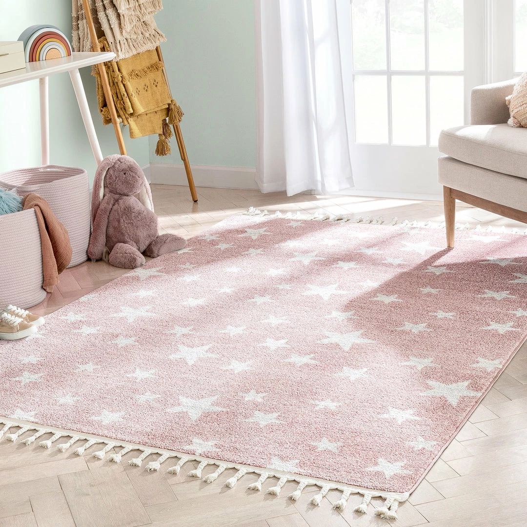 Well Woven Stars Modern Geometric Pink Kids Rug Vintage 9 Well Woven Stars Modern Geometric Pink Kids Rug Vintage