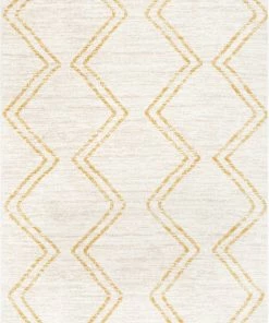 Well Woven Reeve Modern Chevron Zig-Zag Yellow Ivory Kids Rug