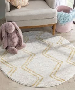 Well Woven Reeve Modern Chevron Zig-Zag Yellow Ivory Kids Rug