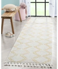 Well Woven Reeve Modern Chevron Zig-Zag Yellow Ivory Kids Rug