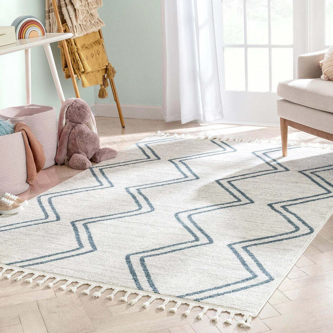 Well Woven Reeve Modern Chevron Zig-Zag Blue Ivory Kids Rug Vintage 8 Well Woven Reeve Modern Chevron Zig-Zag Blue Ivory Kids Rug Vintage