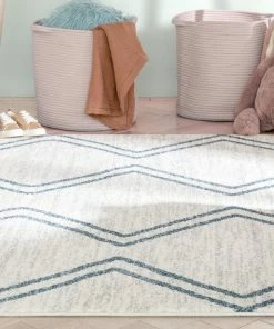 Well Woven Reeve Modern Chevron Zig-Zag Blue Ivory Kids Rug Vintage 22 Well Woven Reeve Modern Chevron Zig-Zag Blue Ivory Kids Rug Vintage