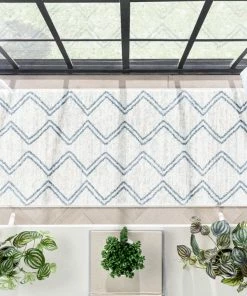 Well Woven Reeve Modern Chevron Zig-Zag Blue Ivory Kids Rug Vintage 30 Well Woven Reeve Modern Chevron Zig-Zag Blue Ivory Kids Rug Vintage