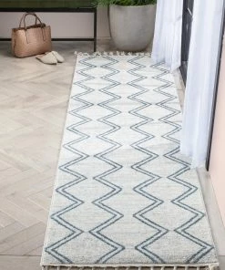 Well Woven Reeve Modern Chevron Zig-Zag Blue Ivory Kids Rug Vintage 35 Well Woven Reeve Modern Chevron Zig-Zag Blue Ivory Kids Rug Vintage