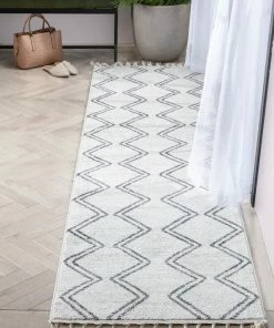 Well Woven Vintage Reeve Modern Chevron Zig-Zag Grey Ivory Kids Rug