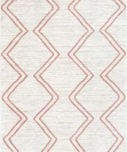 Well Woven Vintage Reeve Modern Chevron Zig-Zag Pink Ivory Kids Rug