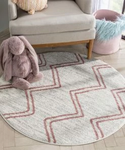 Well Woven Vintage Reeve Modern Chevron Zig-Zag Pink Ivory Kids Rug