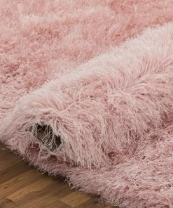 Well Woven Chie Glam Solid Ultra-Soft Plush Pink Shag Rug