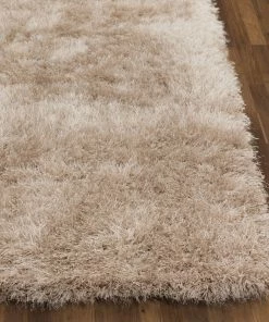 Well Woven Chie Glam Solid Ultra-Soft Beige Shag Rug