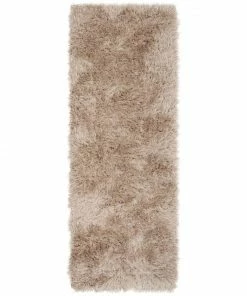 Well Woven Chie Glam Solid Ultra-Soft Beige Shag Rug