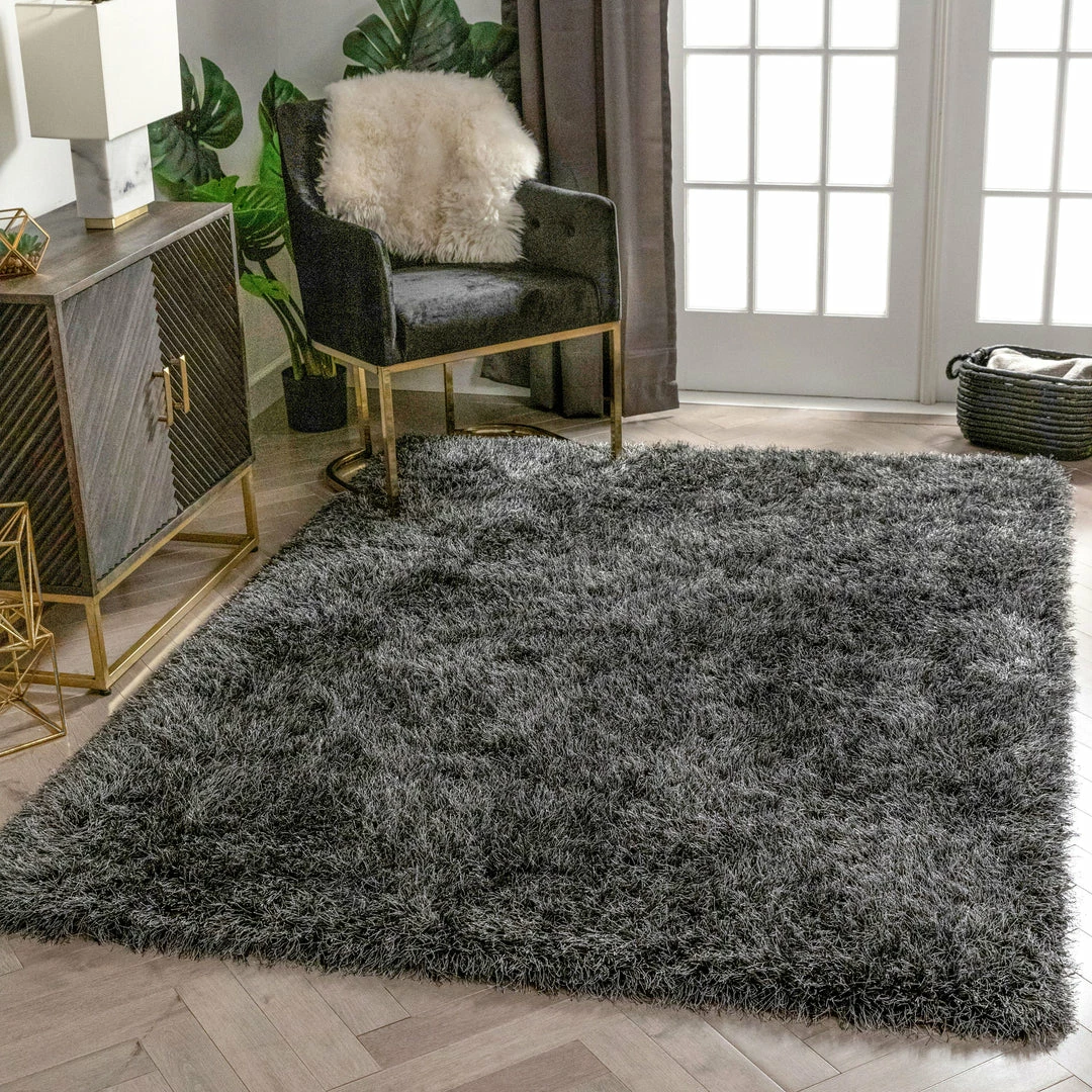 Well Woven Chie Glam Solid Ultra-Soft Black Shag Rug 2 Well Woven Chie Glam Solid Ultra-Soft Black Shag Rug