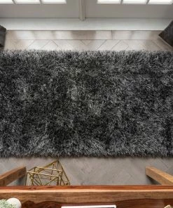 Well Woven Chie Glam Solid Ultra-Soft Black Shag Rug 20 Well Woven Chie Glam Solid Ultra-Soft Black Shag Rug