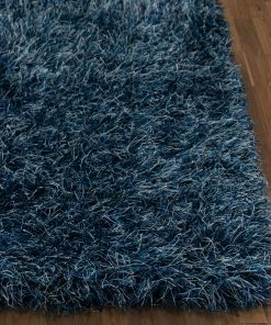Well Woven Chie Glam Solid Ultra-Soft Indigo Blue Shag Rug