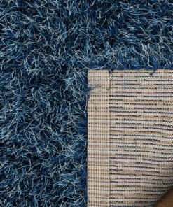Well Woven Chie Glam Solid Ultra-Soft Indigo Blue Shag Rug