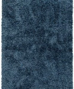 Well Woven Chie Glam Solid Ultra-Soft Indigo Blue Shag Rug