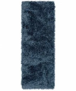 Well Woven Chie Glam Solid Ultra-Soft Indigo Blue Shag Rug