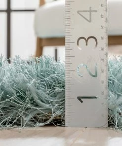 Well Woven Chie Glam Solid Ultra-Soft Light Blue Shag Rug