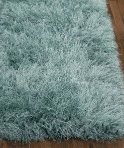 Well Woven Chie Glam Solid Ultra-Soft Light Blue Shag Rug