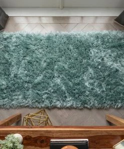 Well Woven Chie Glam Solid Ultra-Soft Light Blue Shag Rug