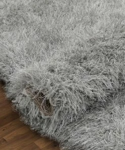Well Woven Chie Glam Solid Ultra-Soft Grey Shag Rug
