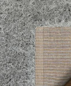 Well Woven Chie Glam Solid Ultra-Soft Grey Shag Rug