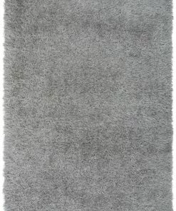 Well Woven Chie Glam Solid Ultra-Soft Grey Shag Rug