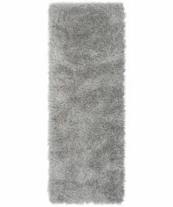 Well Woven Chie Glam Solid Ultra-Soft Grey Shag Rug