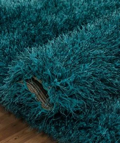 Well Woven Chie Glam Solid Ultra-Soft Teal Shag Rug