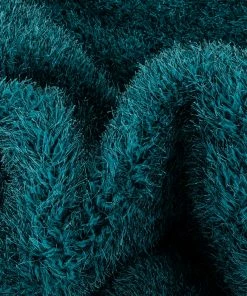 Well Woven Chie Glam Solid Ultra-Soft Teal Shag Rug