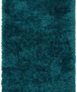 Well Woven Chie Glam Solid Ultra-Soft Teal Shag Rug