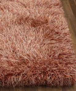 Well Woven Chie Glam Solid Ultra-Soft Salmon Shag Rug