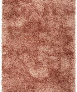 Well Woven Chie Glam Solid Ultra-Soft Salmon Shag Rug