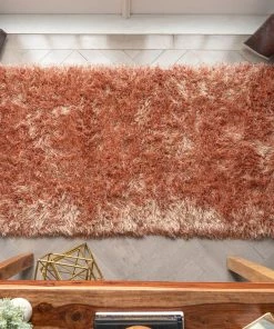 Well Woven Chie Glam Solid Ultra-Soft Salmon Shag Rug