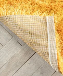 Well Woven Chie Glam Solid Ultra Soft Yellow Shag Rug
