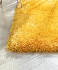 Well Woven Chie Glam Solid Ultra Soft Yellow Shag Rug