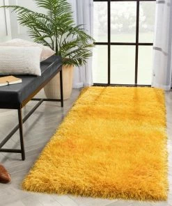 Well Woven Chie Glam Solid Ultra Soft Yellow Shag Rug