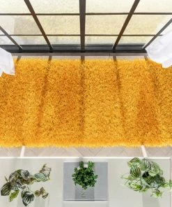 Well Woven Chie Glam Solid Ultra Soft Yellow Shag Rug