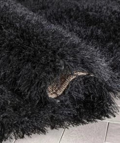 Well Woven Chie Glam Solid Ultra Soft Dark Grey Shag Rug