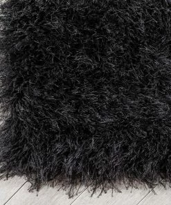 Well Woven Chie Glam Solid Ultra Soft Dark Grey Shag Rug