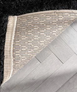 Well Woven Chie Glam Solid Ultra Soft Dark Grey Shag Rug