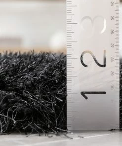 Well Woven Chie Glam Solid Ultra Soft Dark Grey Shag Rug