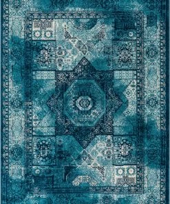 Well Woven Global Fiatto Blue Traditional Vintage Rug