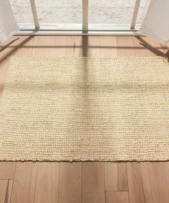 Well Woven Boucle Hand-Woven Jute Rug Farmhouse Solid Pattern Off-White Chunky-Textured Rug