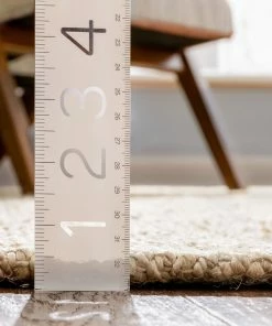 Well Woven Boucle Hand-Woven Jute Rug Farmhouse Solid Pattern Off-White Chunky-Textured Rug