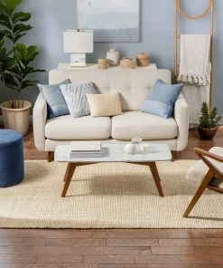 Well Woven Boucle Hand-Woven Jute Rug Farmhouse Solid Pattern Off-White Chunky-Textured Rug