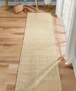 Well Woven Boucle Hand-Woven Jute Rug Farmhouse Solid Pattern Off-White Chunky-Textured Rug