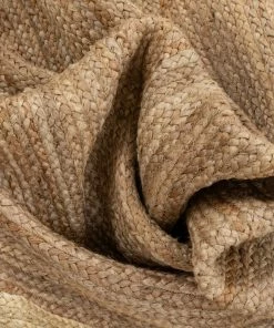 Well Woven Border Pattern Jute Rug Hand-Braided Basket Weave Jute Rug White & Natural Color