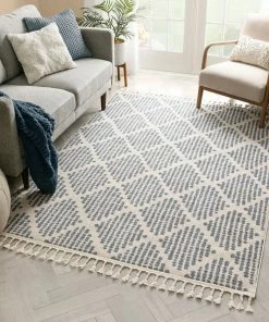 Well Woven Arbor Moroccan Trellis Light Blue Kilim-Style Rug
