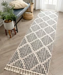 Well Woven Arbor Moroccan Trellis Grey Kilim-Style Rug