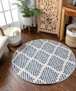 Well Woven Arbor Moroccan Trellis Light Blue Kilim-Style Rug